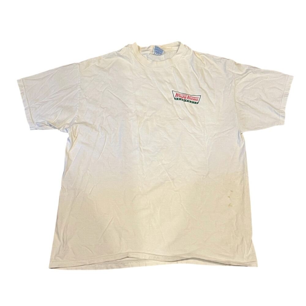 Vintage Krispy Kreme White T Shirt Hanes Beefy XL Miami 1954 Graphic Logo Tee